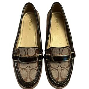 Coach Flynn Signature C Brown Driving Loafers Flats - NWOT